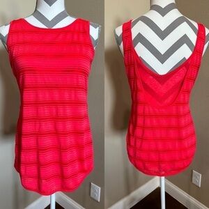 ATHLETA Sun Stripe Layered Tank Bright Red Scoop Back Sleeveless Workout Tank